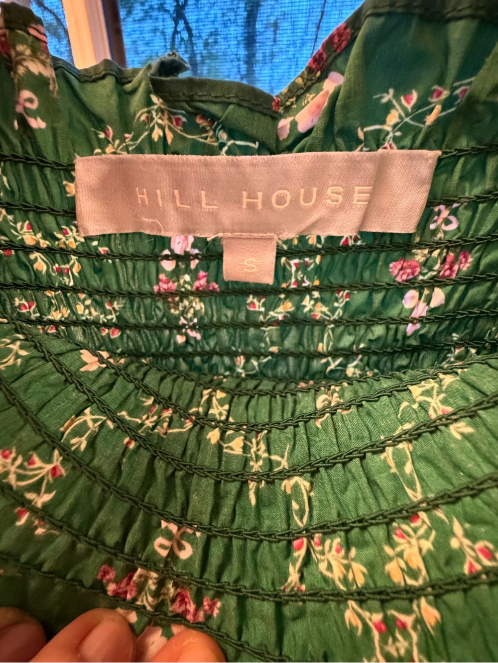 Hill House Green Floral Smocked Nap Dress - Picture 2 of 4